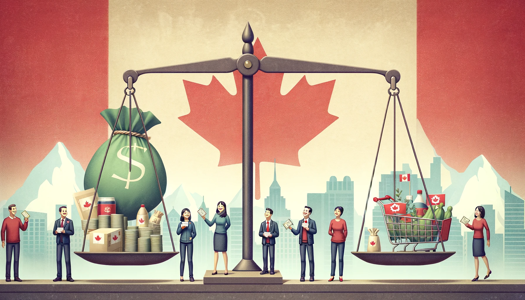Image of scale showing Canada inflation compared to salary growth
